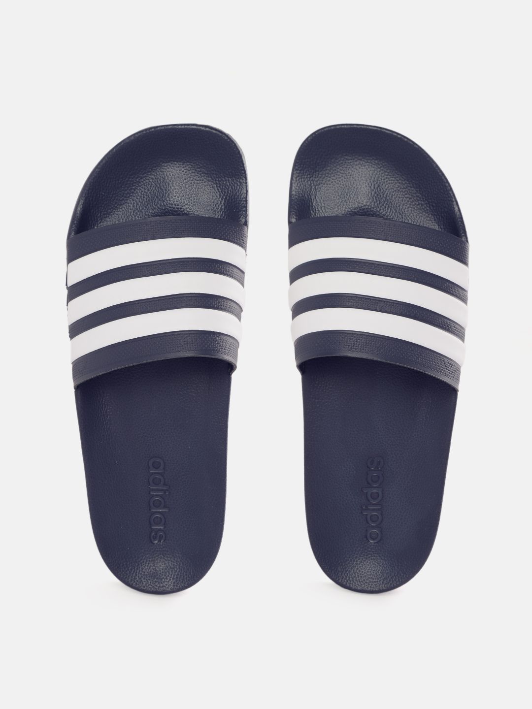 ADIDAS Unisex Navy Blue & White Striped Adilette Shower Sliders-image-49
