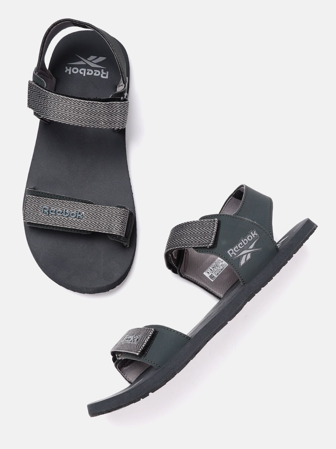Buy Reebok Reebok Charcoal Grey & White Brand Woven VM Max Pro Sports Sandals at Redfynd