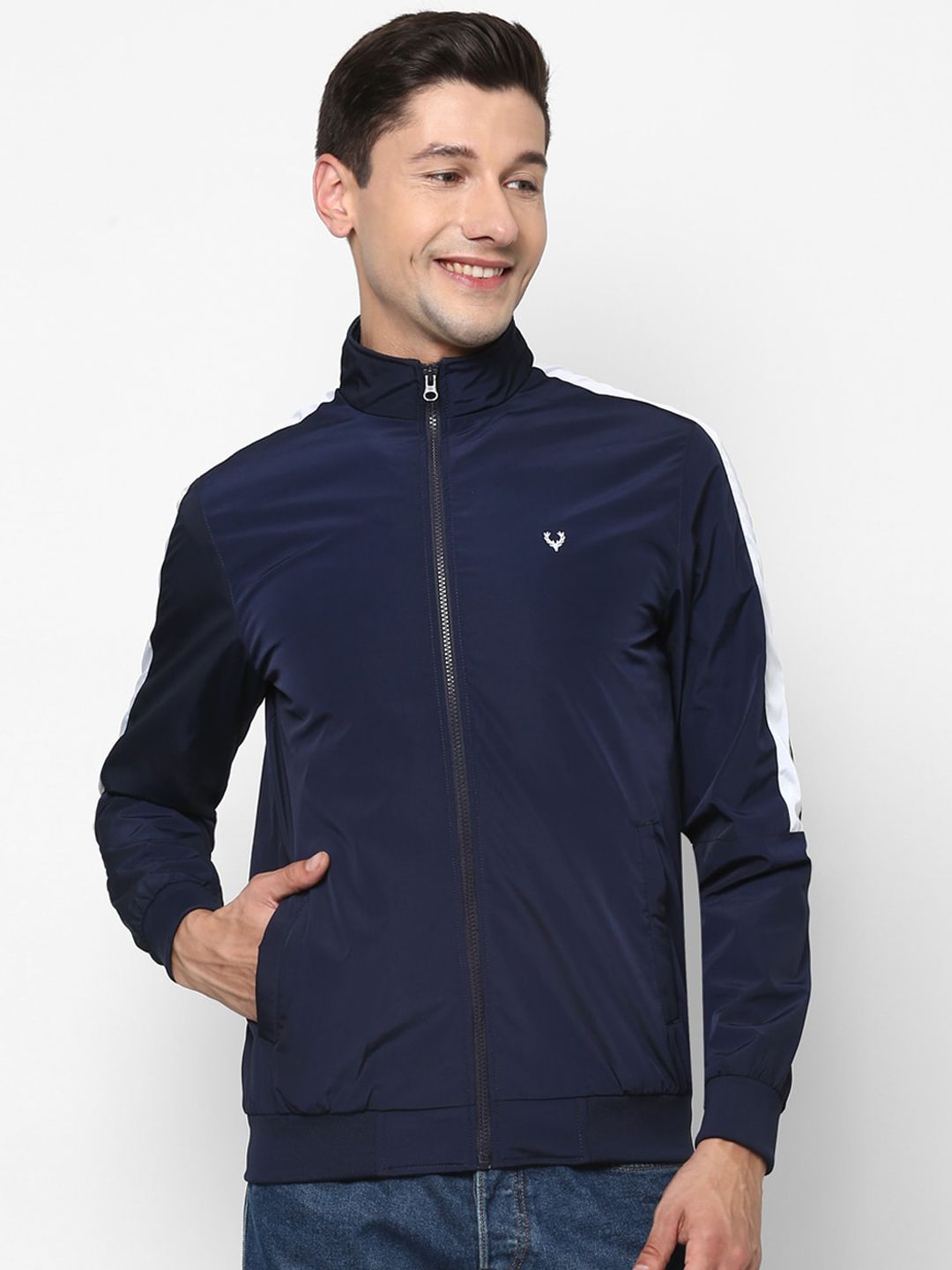 Allen Solly Men Navy Blue Bomber Jacket-picture-10