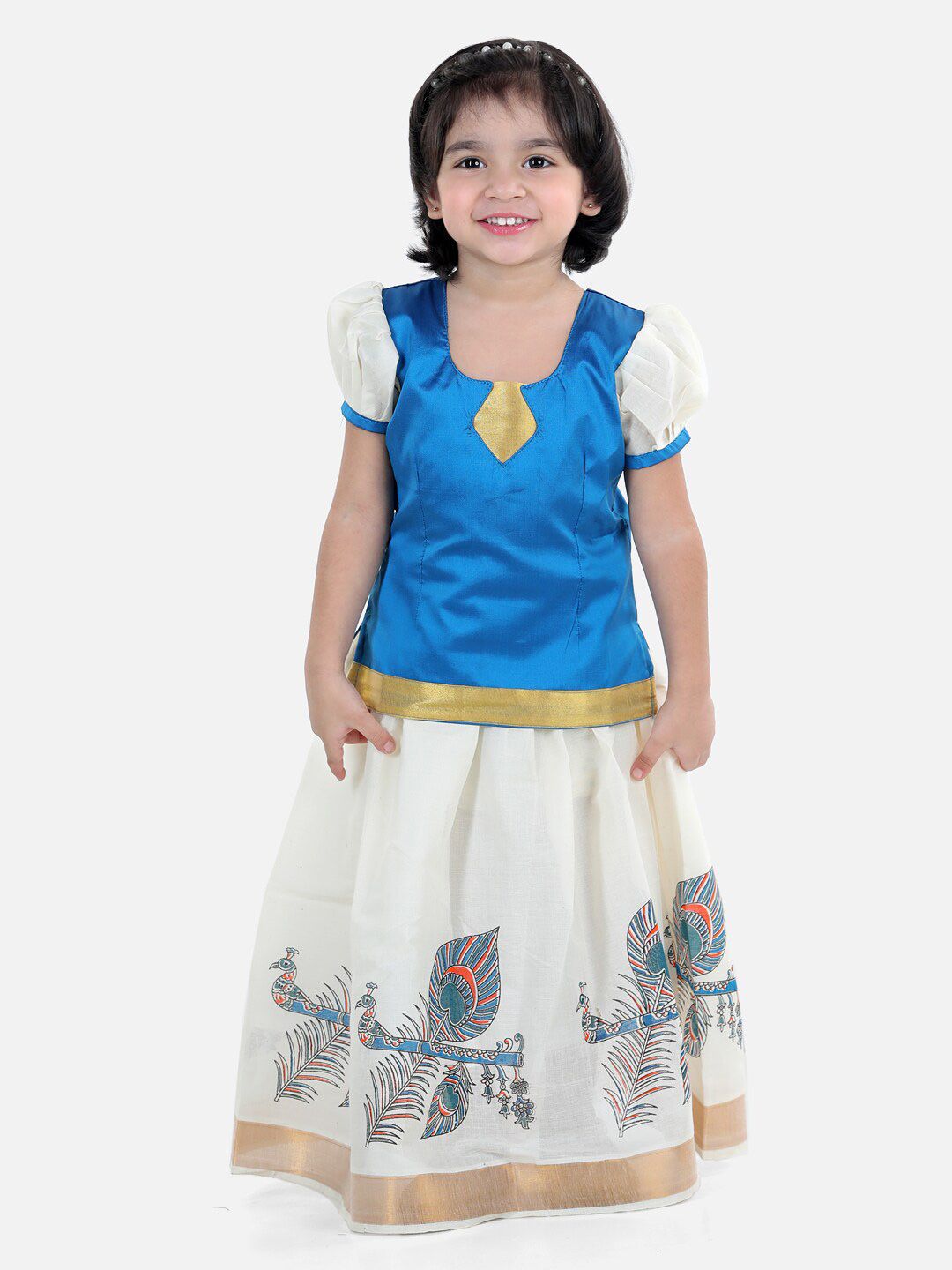 BownBee Girls Blue & White Ready to Wear Lehenga & Choli-picture-18