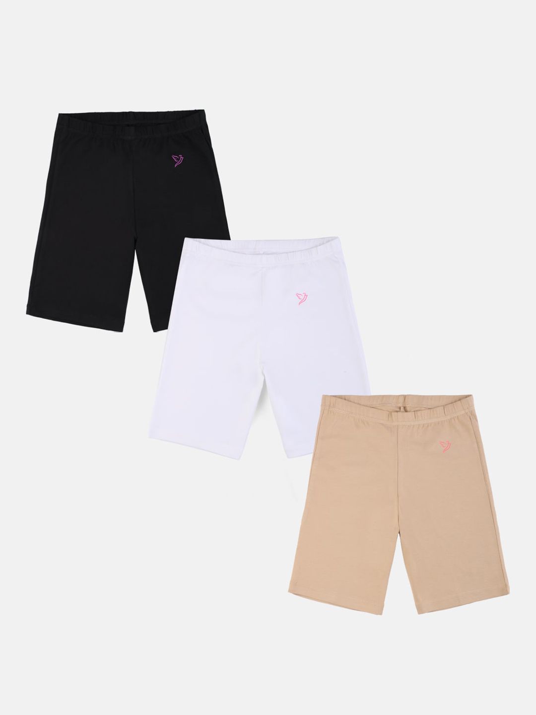 TWIN BIRDS Girls Pack of 3 Skinny Fit Sports Shorts-picture-37
