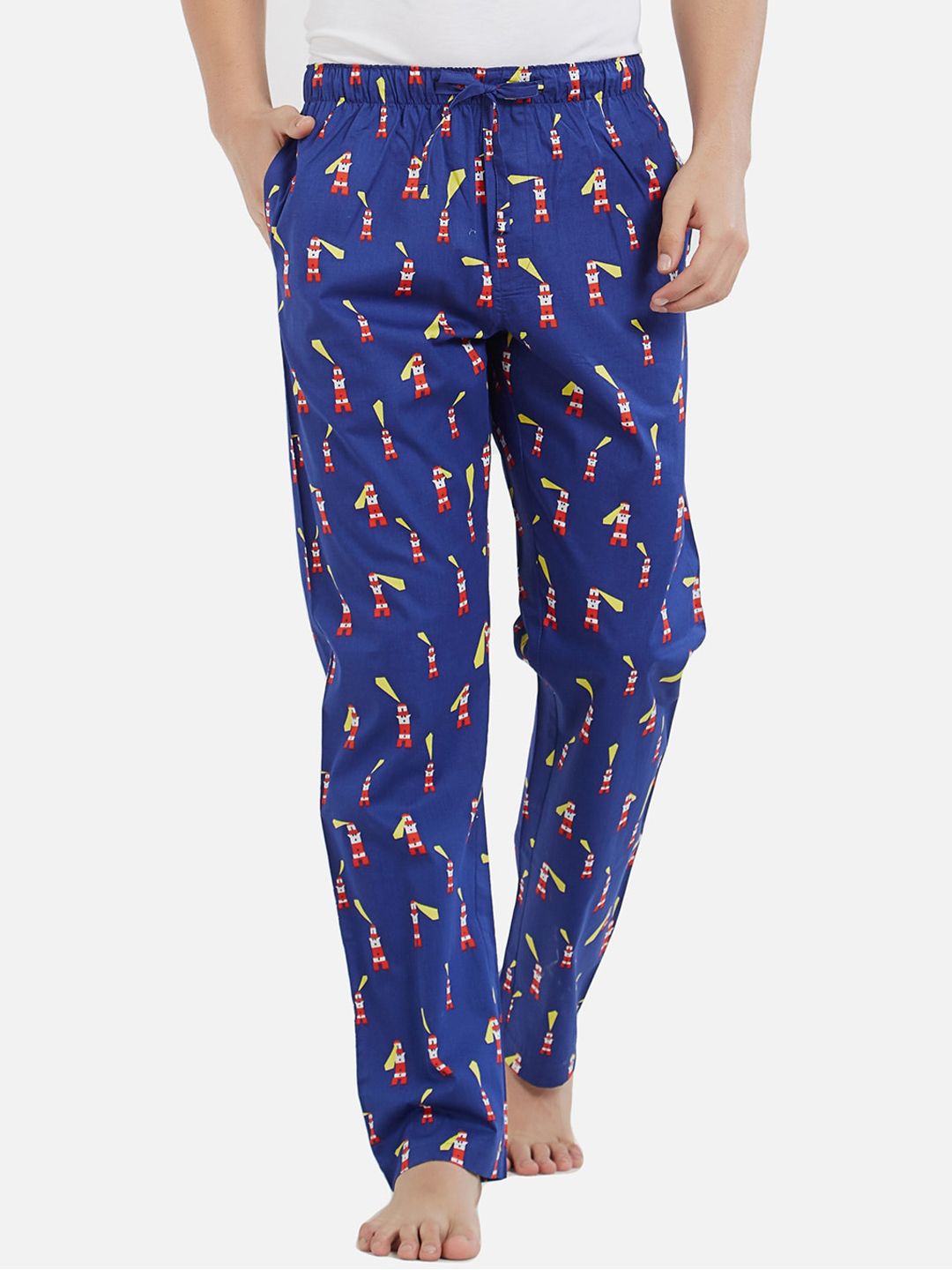 XYXX Men Blue & Red Printed Combed Cotton Lounge Pants-picture-49