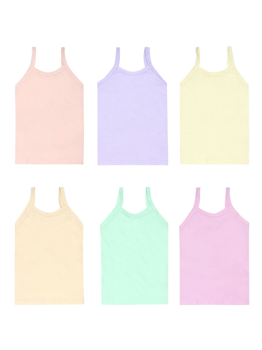 carelove CAREPLUS Girls Pack Of 6 Solid Multicoloured Pure Cotton Camisoles-picture-22