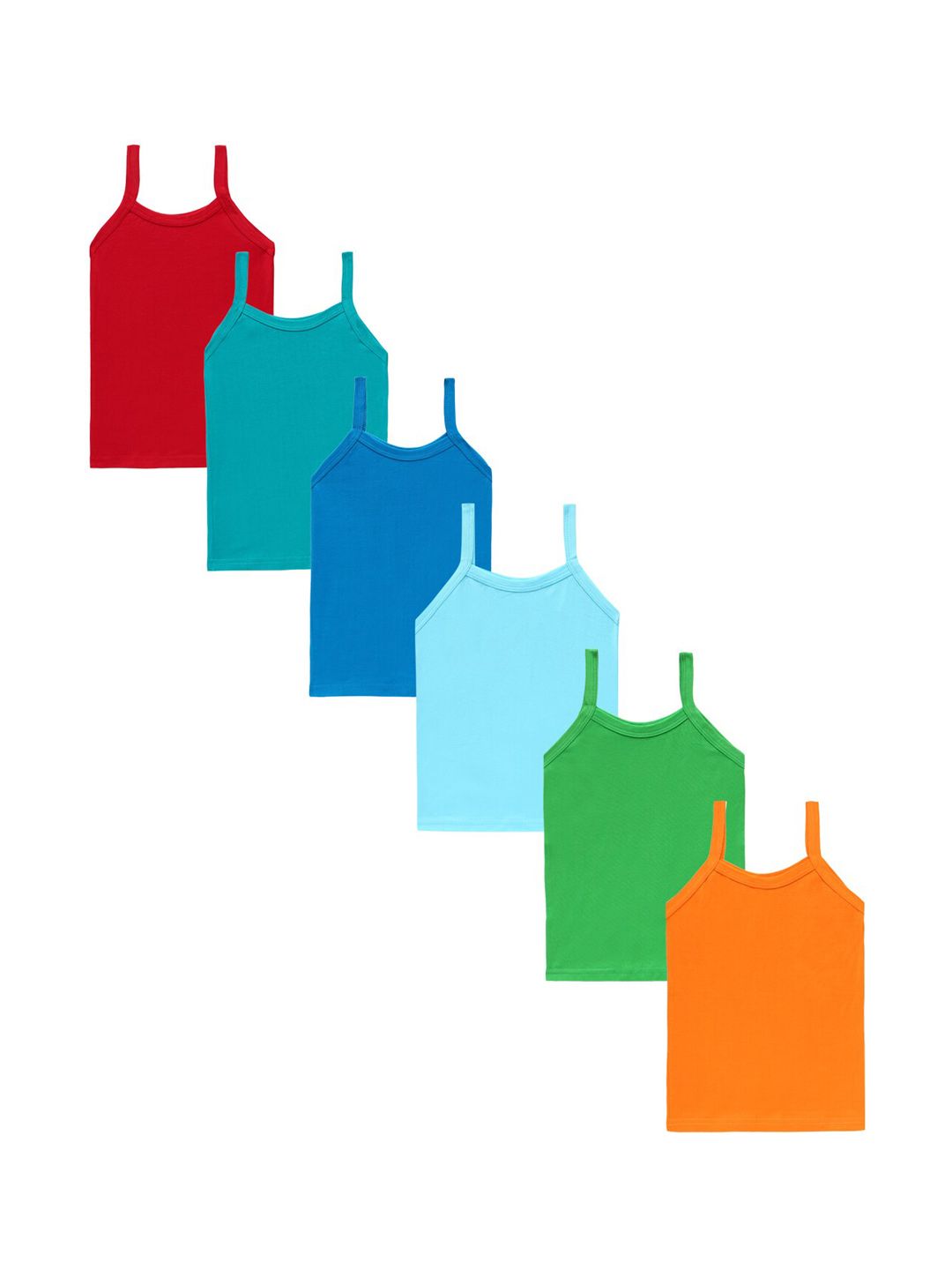 carelove CAREPLUS Girls Pack Of 6 Assorted Pure Cotton Camisoles-picture-23