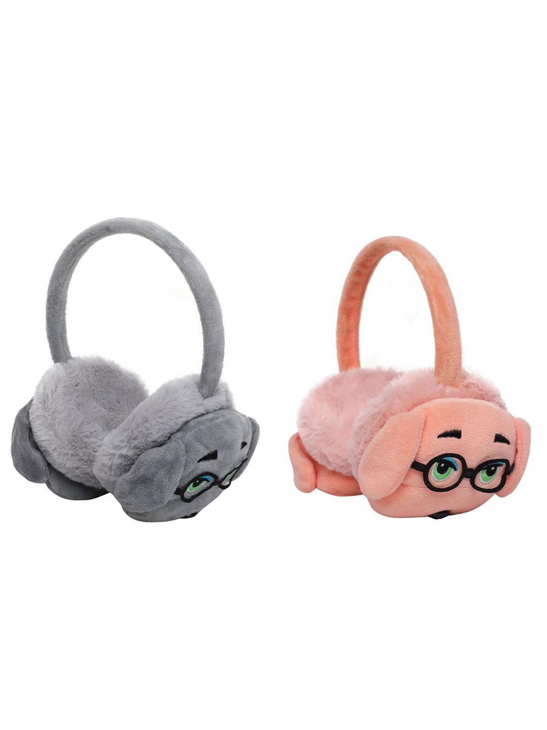 FabSeasons Kids Set Of 2 Grey & Orange Ear Muffs-picture-27