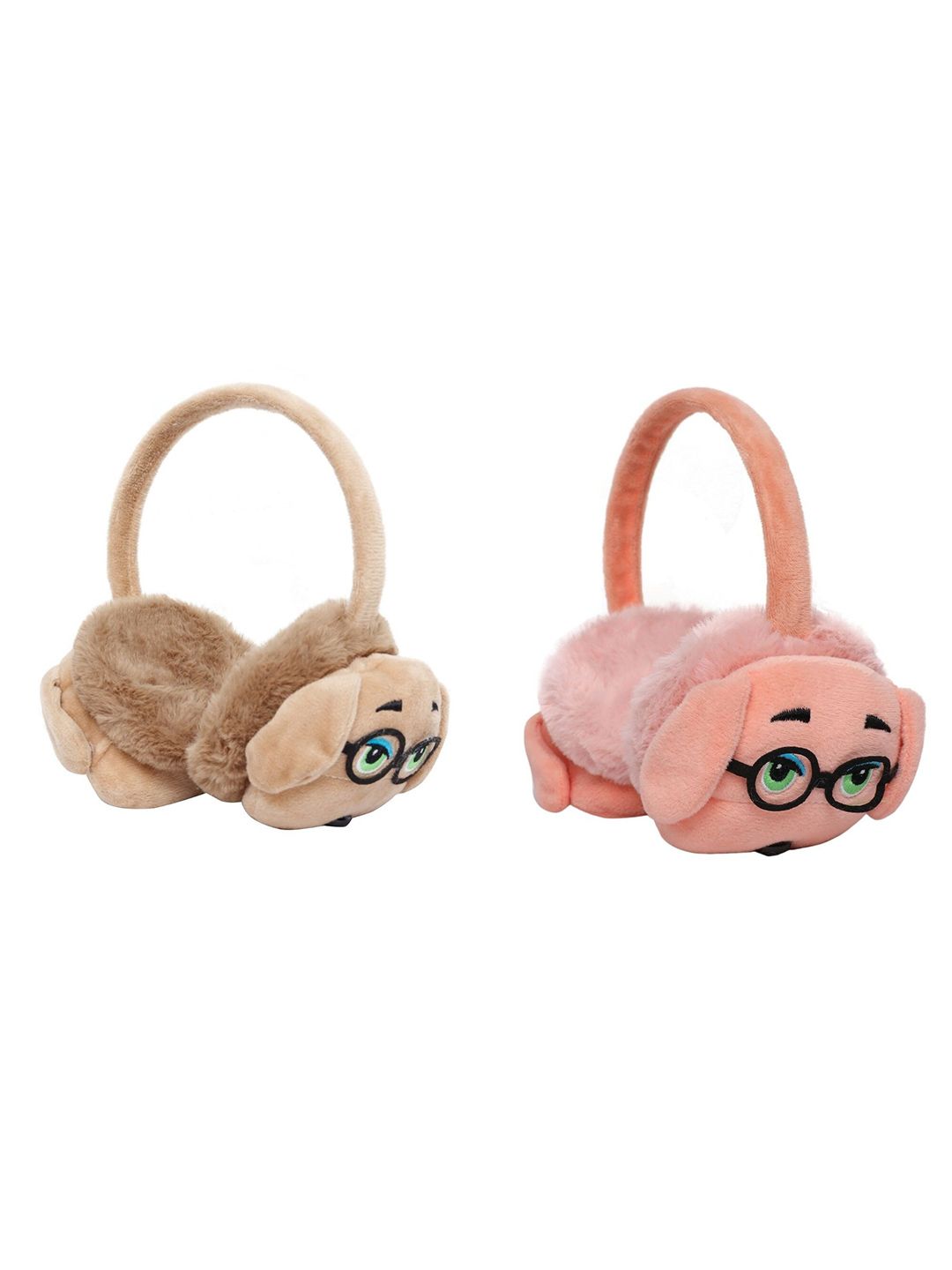 FabSeasons Kids Set Of 2 Brown & Pink Ear Muffs-picture-42