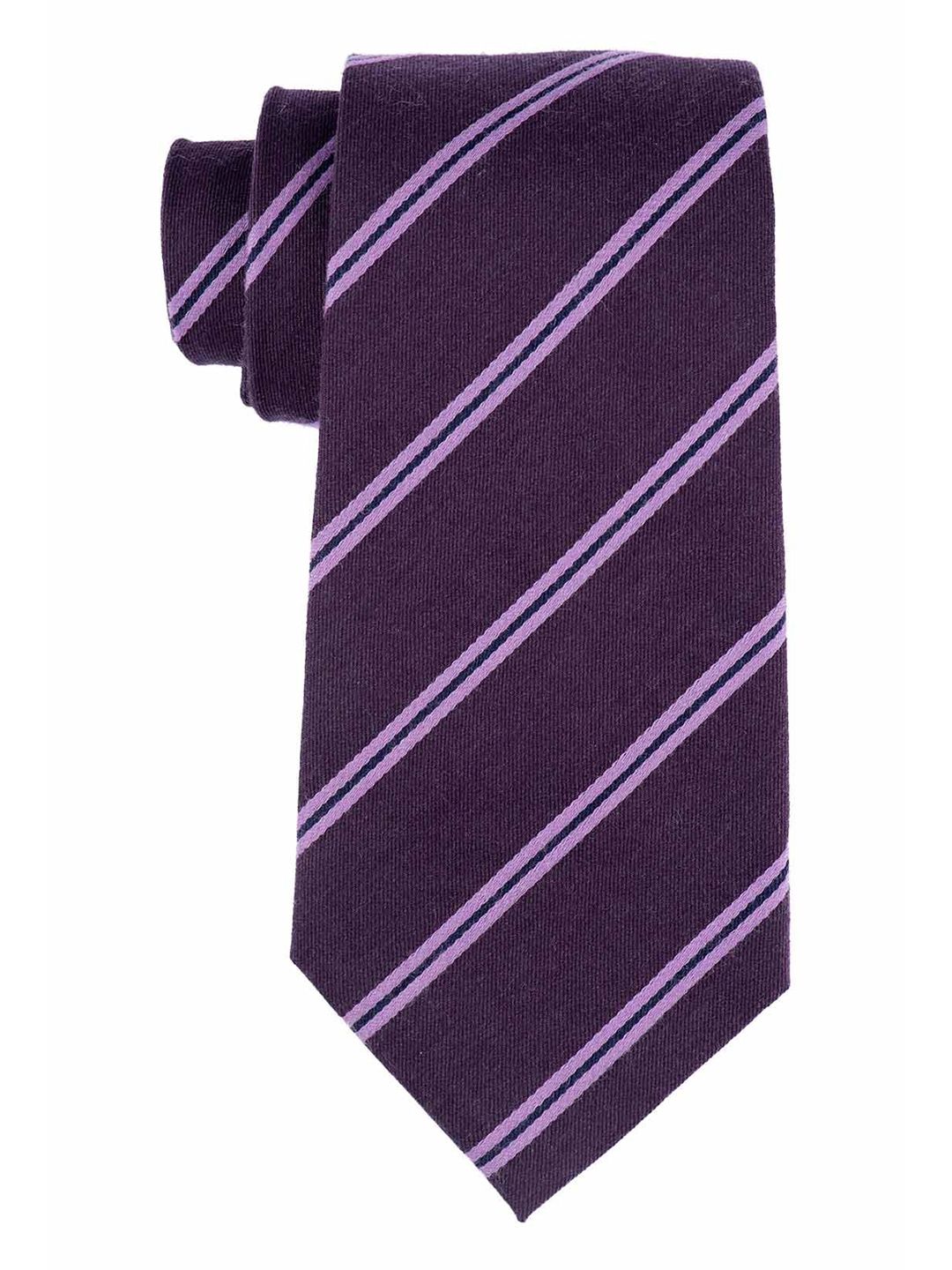 The Tie Hub Men Purple & Pink Woven Design Skinny Tie-picture-23