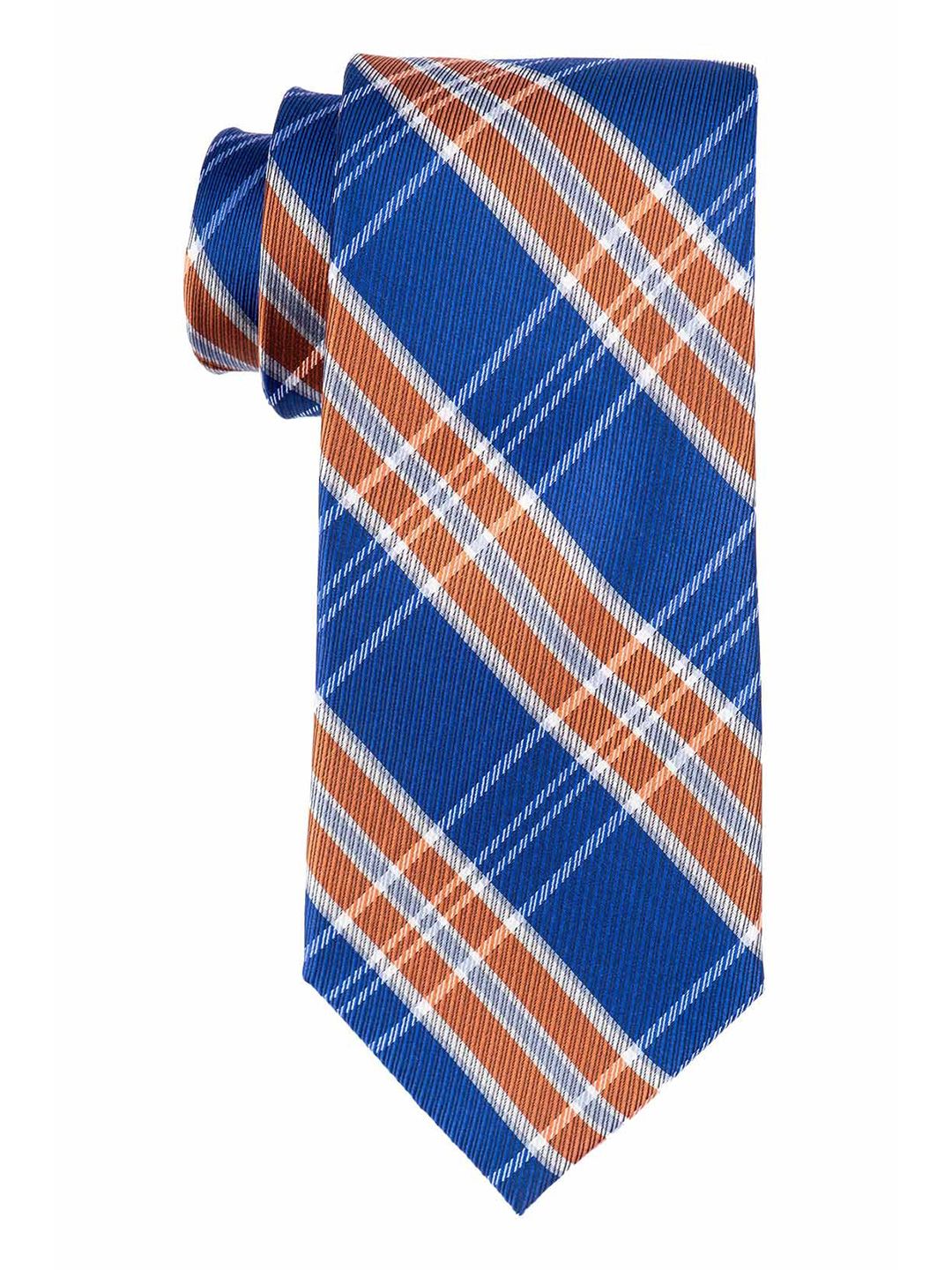 The Tie Hub Men Blue & Orange Checked Skinny Tie-picture-30