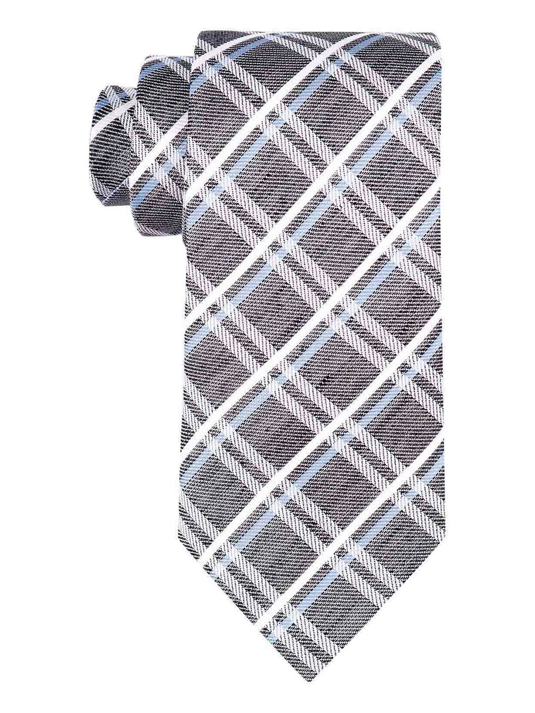 The Tie Hub Men Grey & White Woven Design Tie-picture-20