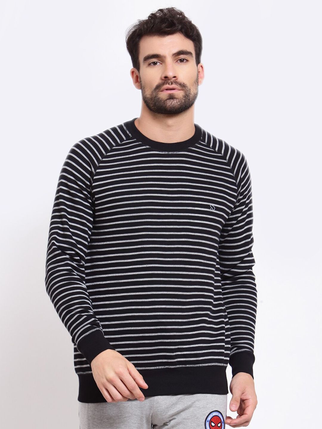 SPORTO Men Black & White Striped Sweatshirt-picture-11