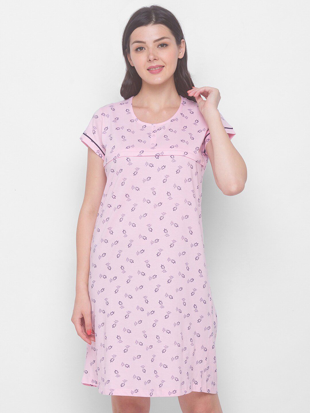 AV2 Pink Floral Printed Maternity Dress-image-46