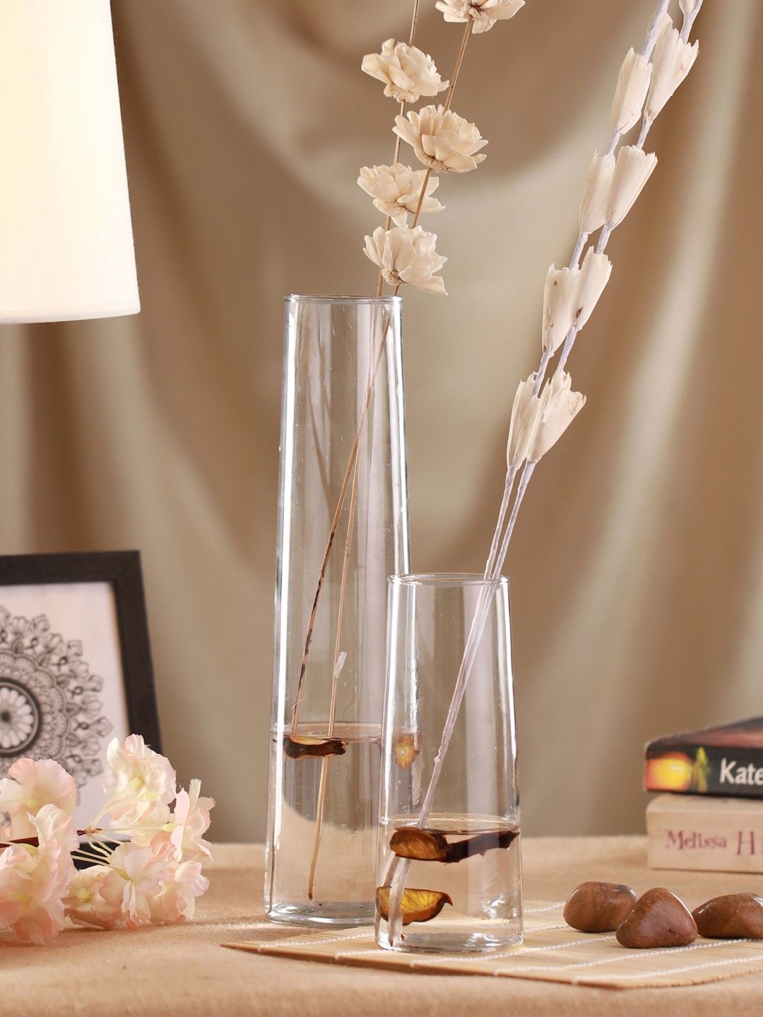 TIED RIBBONS Set of 2 Transparent Solid Glass Vases-picture-38