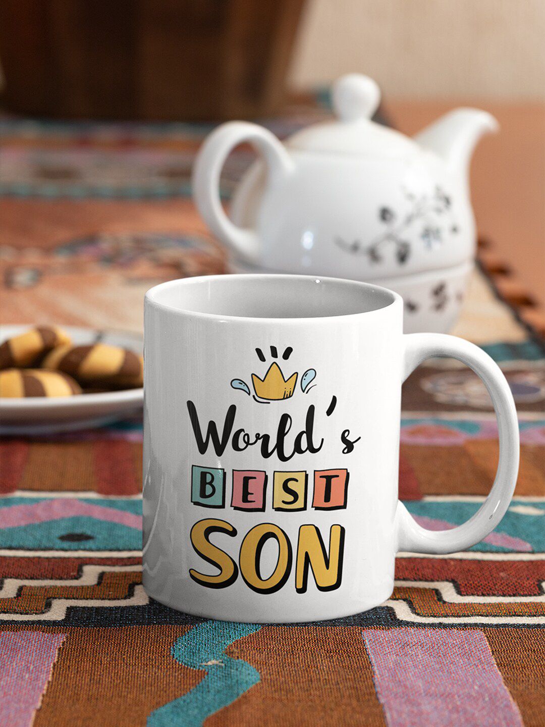 Oye Happy White & Yellow World's Best Son Printed Ceramic Glossy Mugs-image-16
