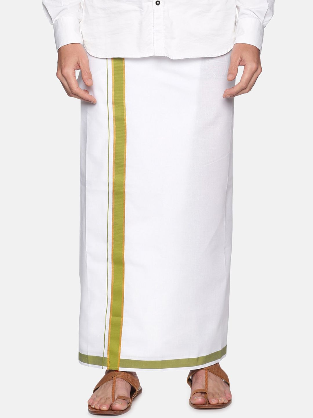 Sethukrishna Men White Solid Cotton Regular Dhoti-picture-38