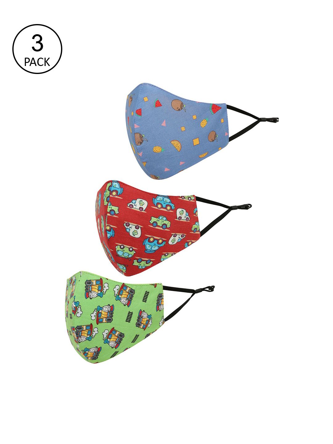 Tossido  Pack Of 3 Kids Printed 3-Ply Reusable Cotton Cloth Mask-picture-19