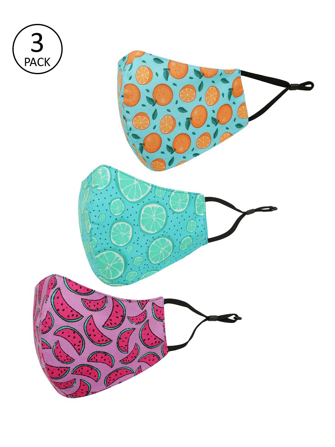 Tossido Kids Pack Of 3 Printed Pure Cotton 3-Ply Reusable Outdoor Cloth Masks-picture-25