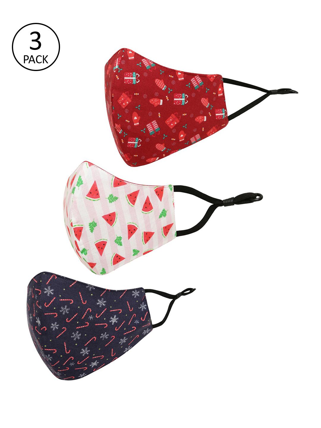 Tossido Kids Pack Of 3 Printed 3-Ply Pure Cotton Reusable Cloth Masks