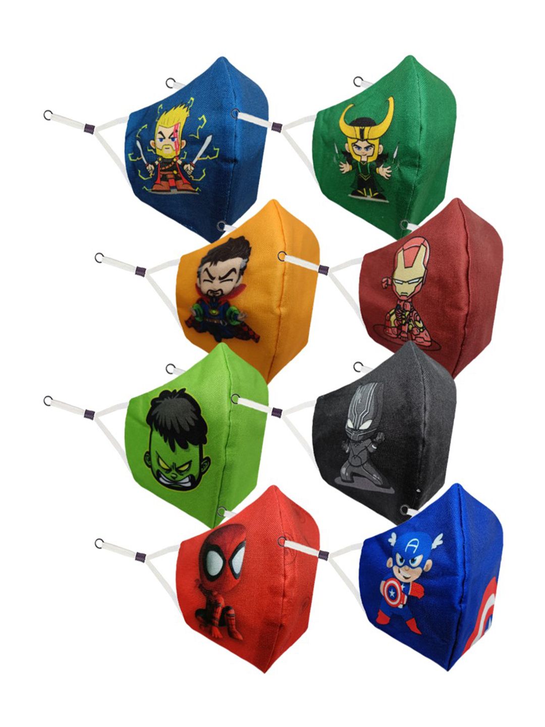 PRIVIU Kids Pack Of 8 Printed Pure Cotton 4-Ply Reusable Care Plus FFP2 Outdoor Protective Face Masks