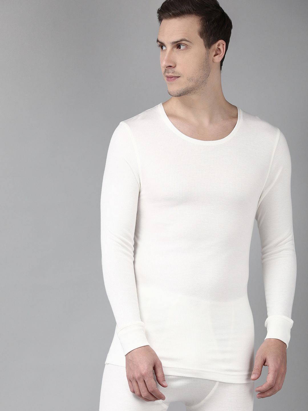 van heusen innerwear Van Heusen Men White Solid Warmtech Extra Warm Thermal Top-picture-35