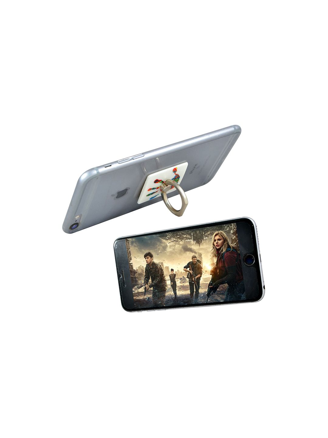 Instabuyz White & Blue Printed Reusable Anti-Theft 360 Degree Rotating Metal Mobile Holder-picture-39