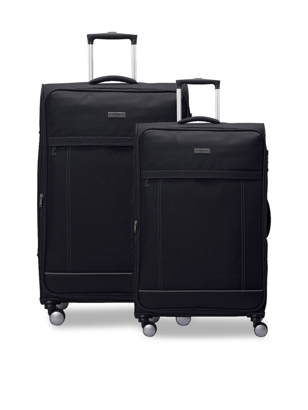 CARRIALL Set Of 2 Black Solid Soft-Sided Trolley Suitcases-image-39
