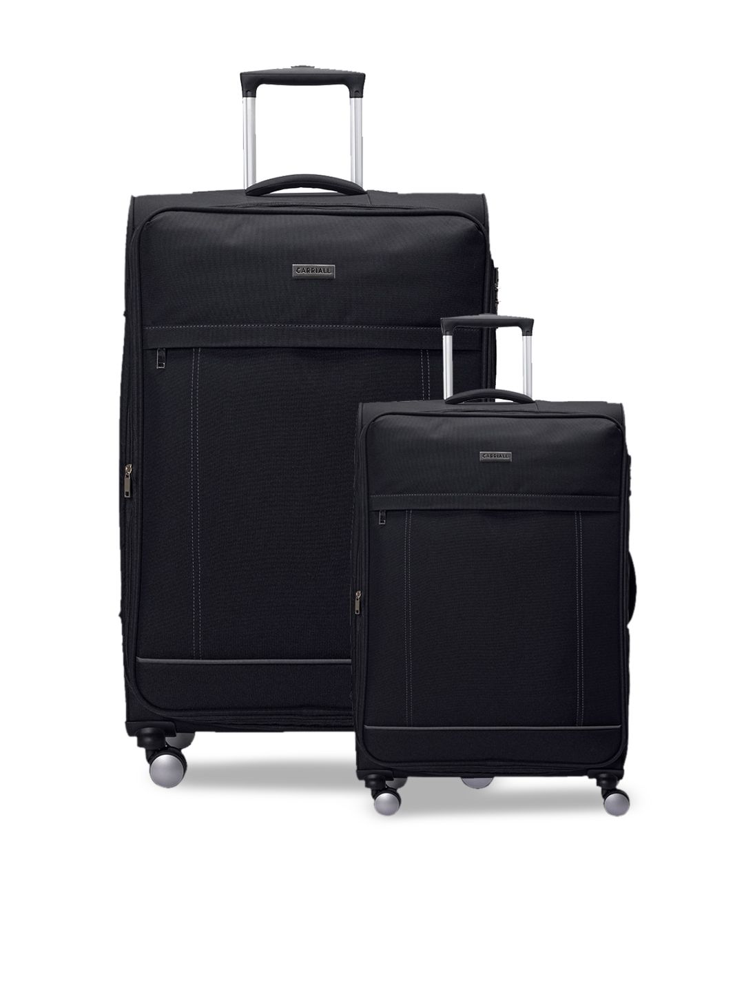 CARRIALL Set Of 2 Black Textured Soft-Sided Trolley Suitcases-image-10
