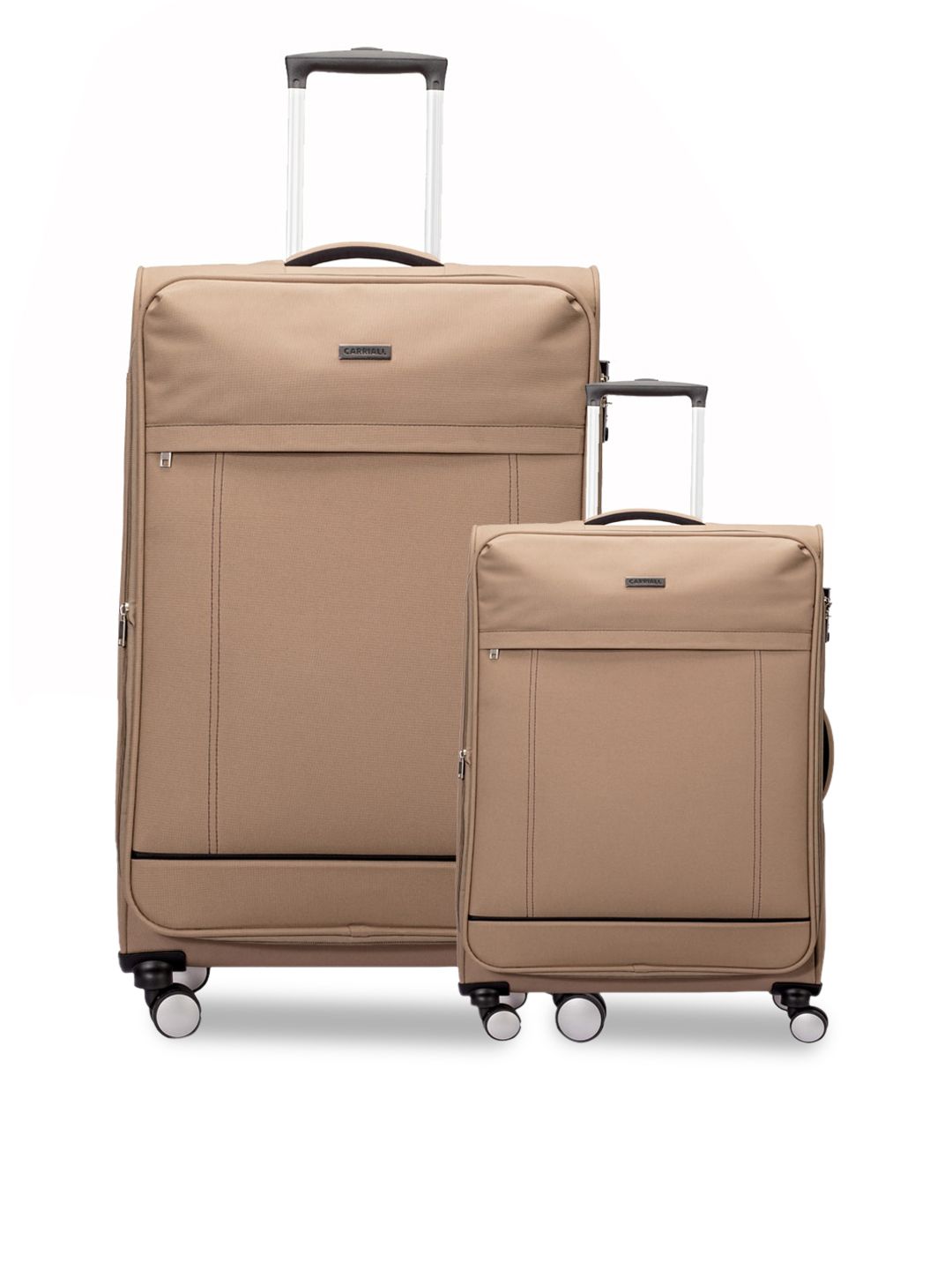 CARRIALL Woman Set Of 2 Beige Solid Soft-Sided Trolley Suitcases-picture-40