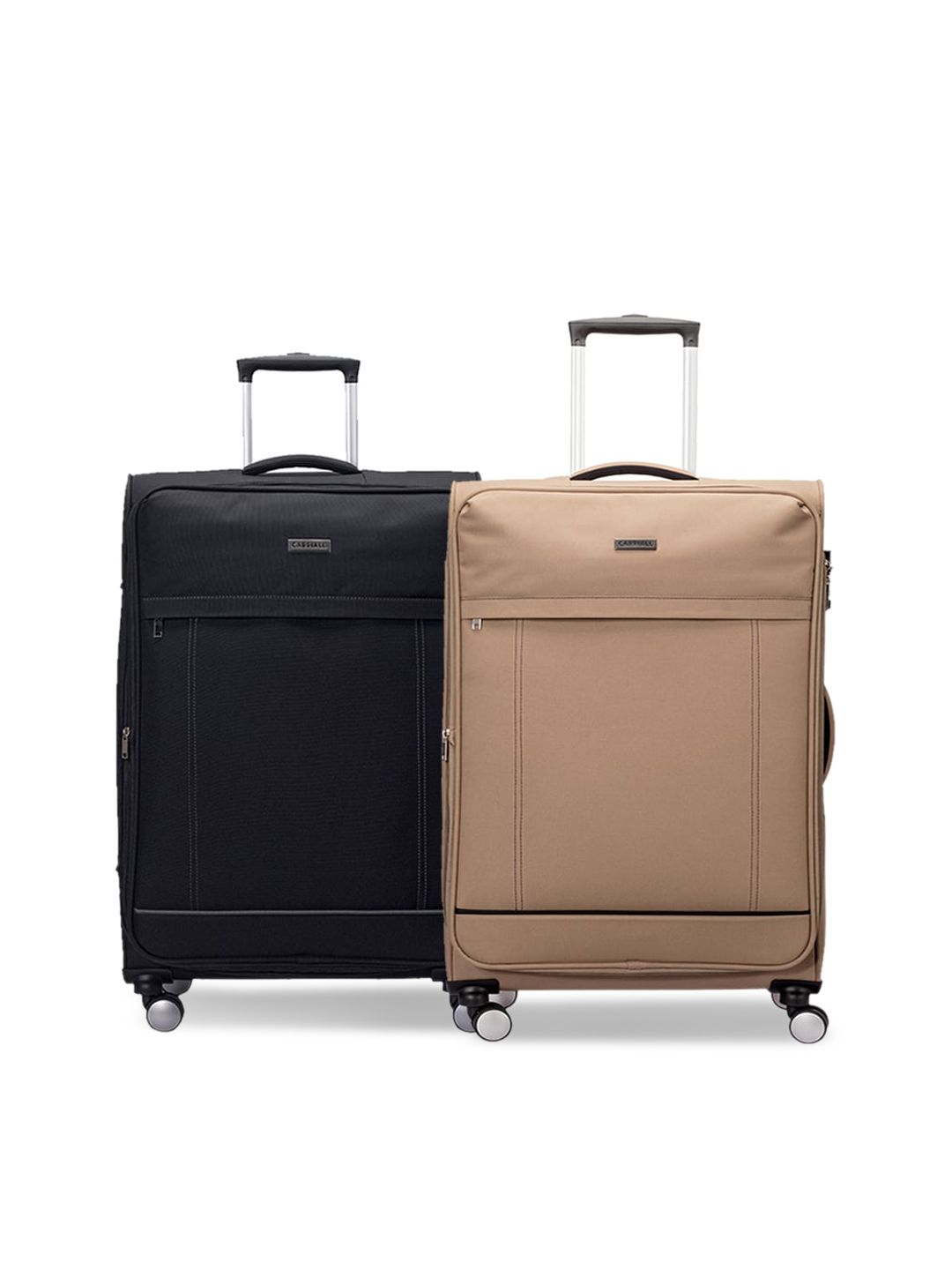 CARRIALL Set of 2 Black & Beige Solid Trolley Bags-image-18