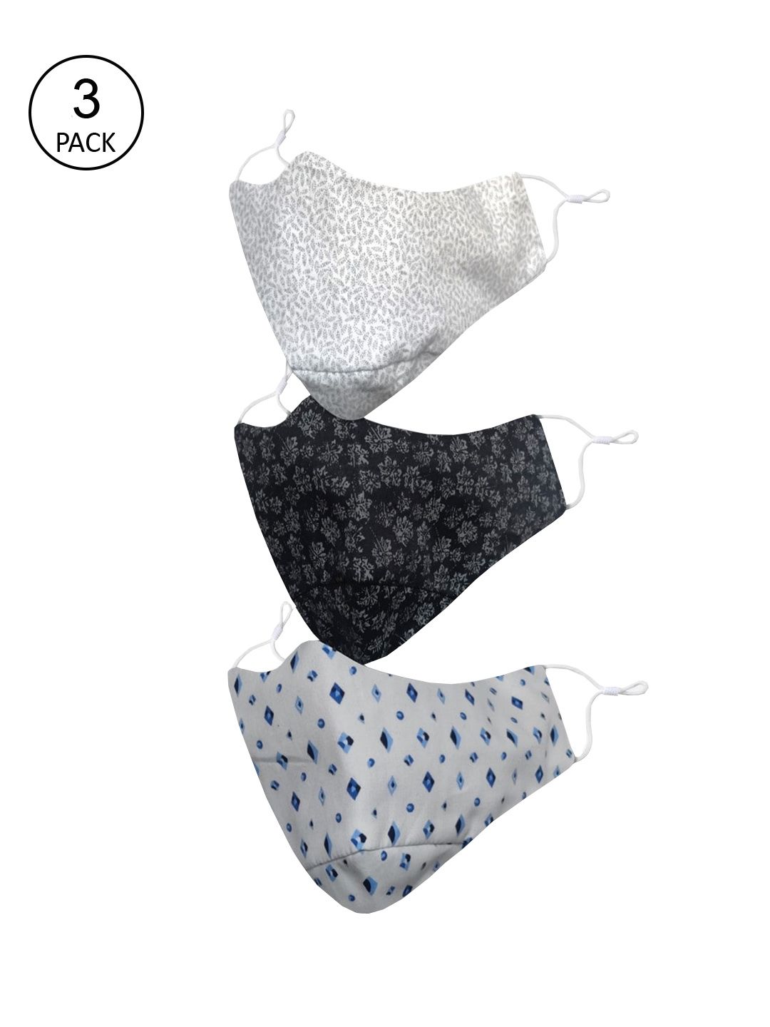 EL REGALO Men Pack Of 3 Printed 3-Ply Cotton Reusable Protective Outdoor Masks-picture-29