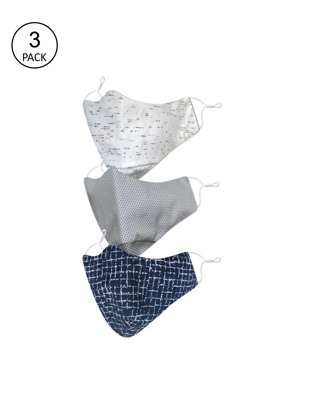 EL REGALO Men Pack Of 3 Printed 3-Ply Cotton Reusable Protective Outdoor Masks-image-4
