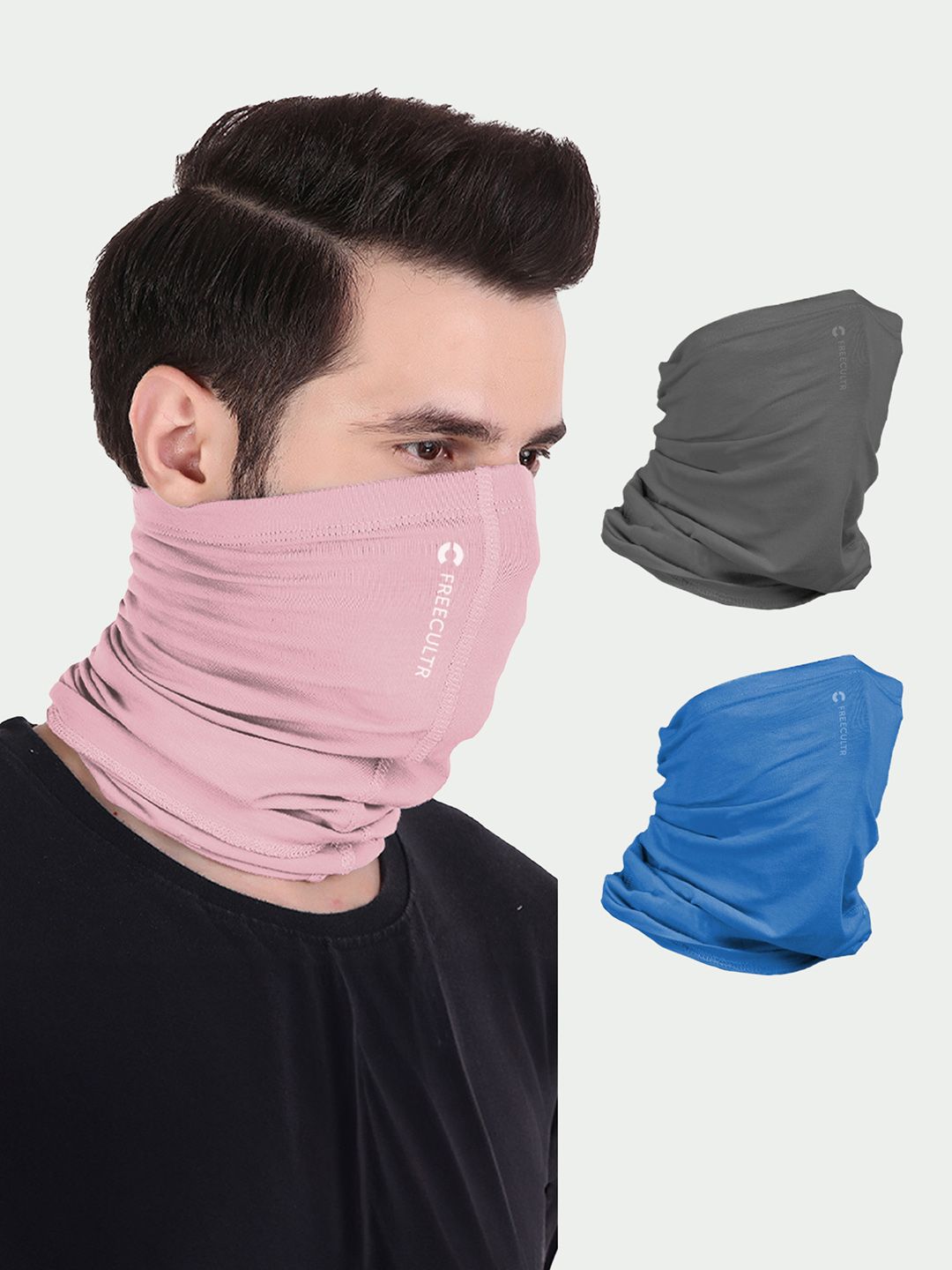 FREECULTR Unisex Pack of 3 Blue Charcoal &Grey Bamboo Anti-Microbial Multipurpose Headband-picture-15
