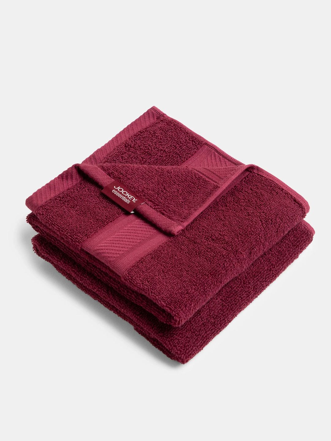Jockey Pack of 2 Burgundy Cotton Terry 500 GSM Ultrasoft and  Durable Solid Hand Towel