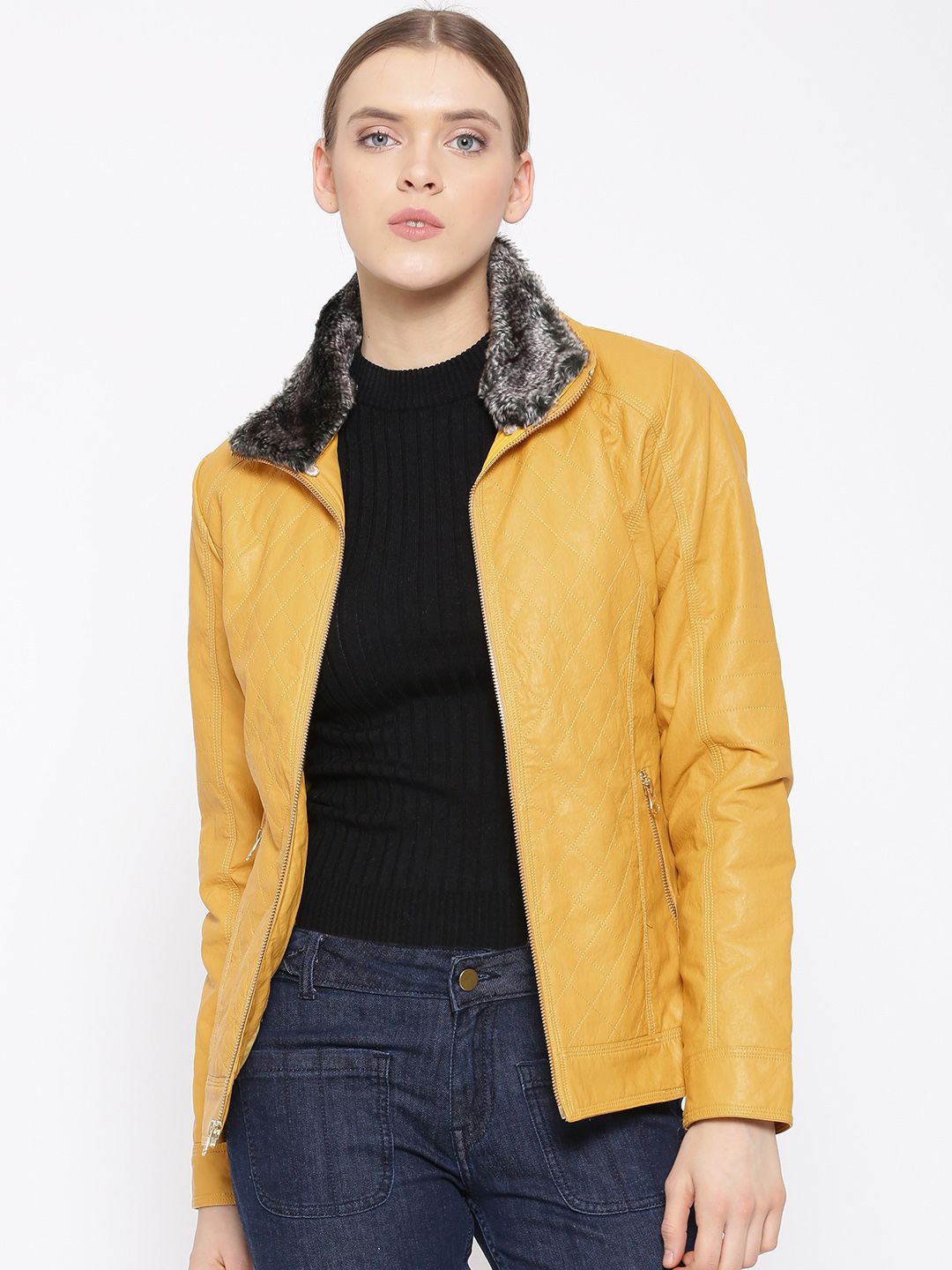 Fort Collins Women Mustard Yellow Solid Quilted Parka