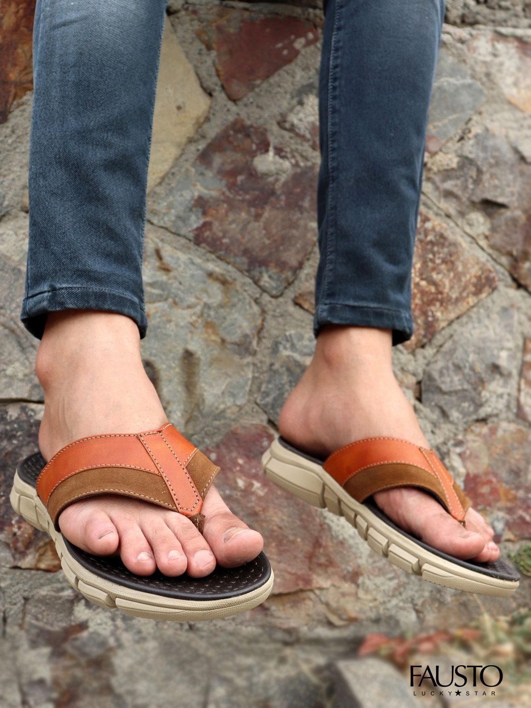 FAUSTO Men Tan Thong Flip-Flops-picture-15