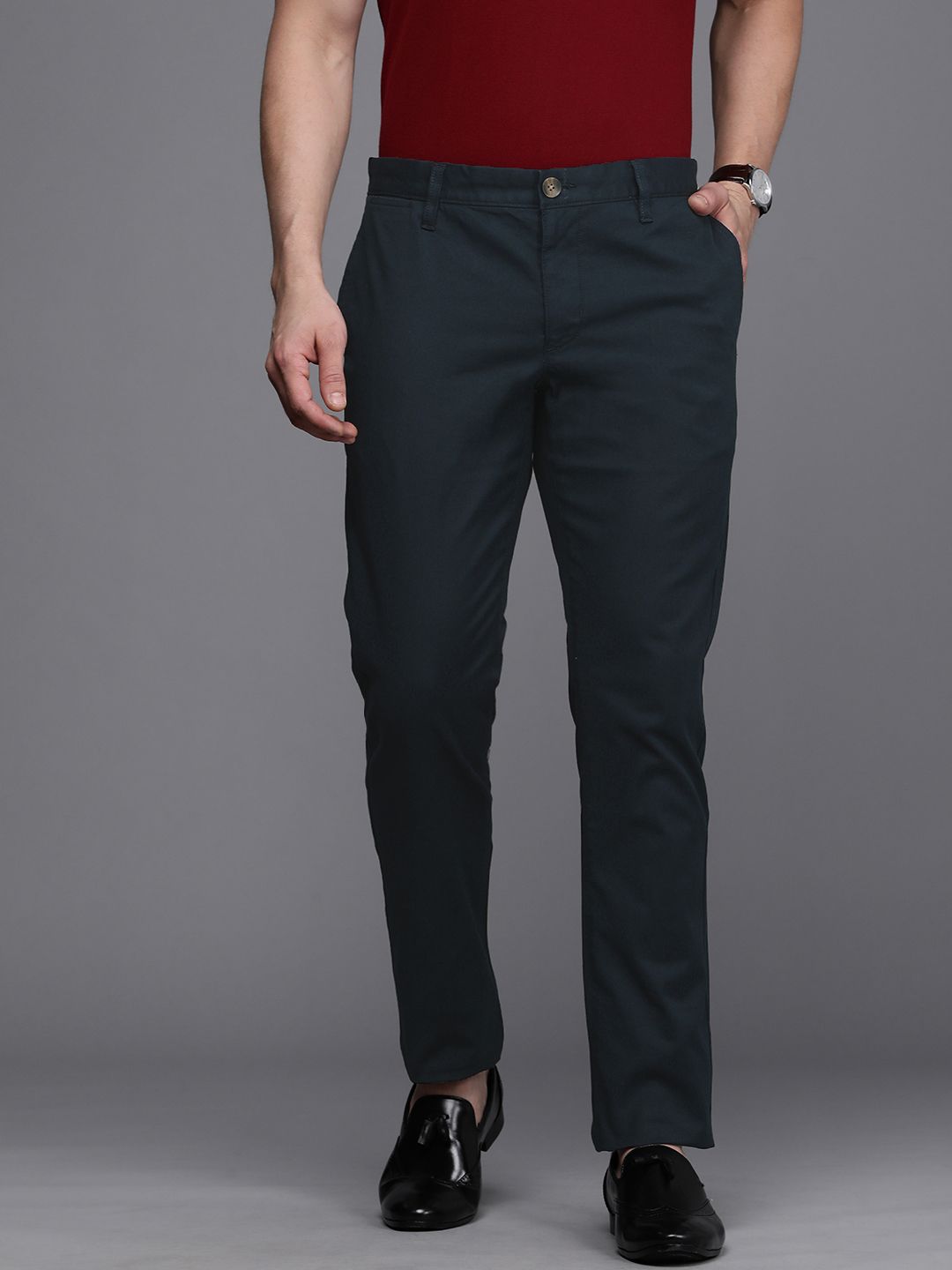 SUITLTD Men Navy Blue Slim Fit Chinos Trousers - Price History