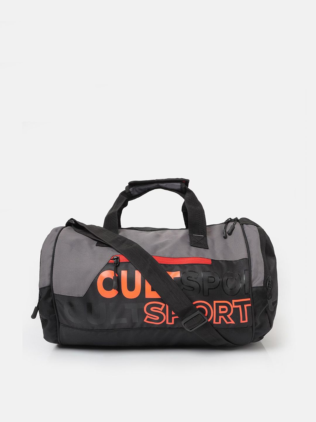 cult Cultsport Grey & Black Printed Duffel Bag With Shoe Compartment-picture-46