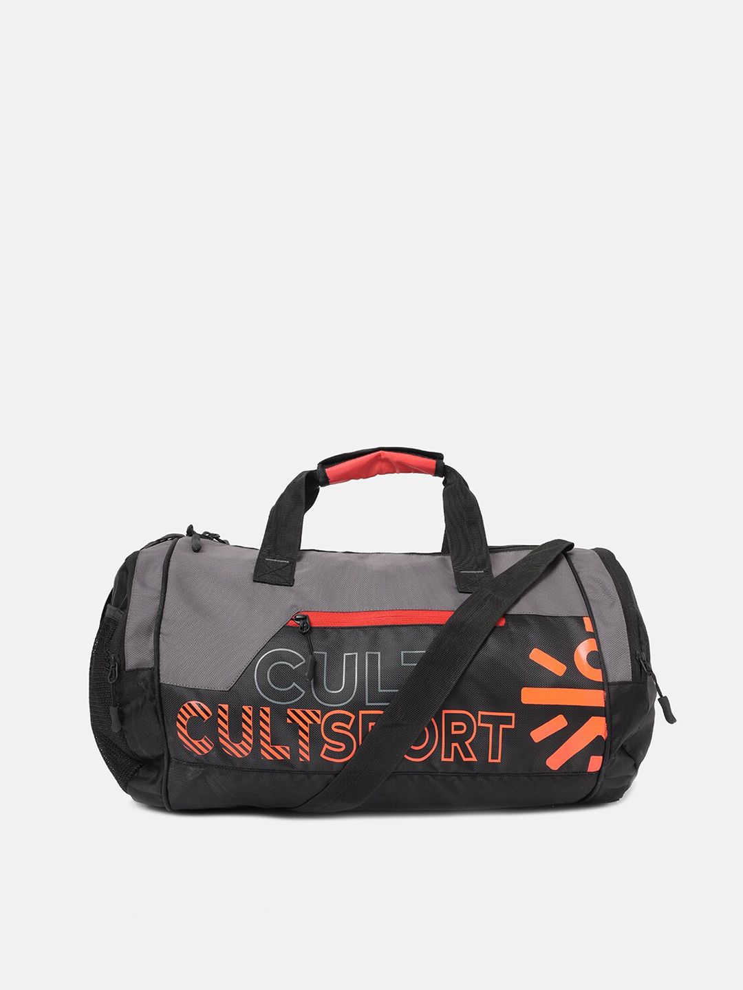 cult Cultsport Grey & Orange Printed Duffel Bag With Shoe Compartment-picture-5