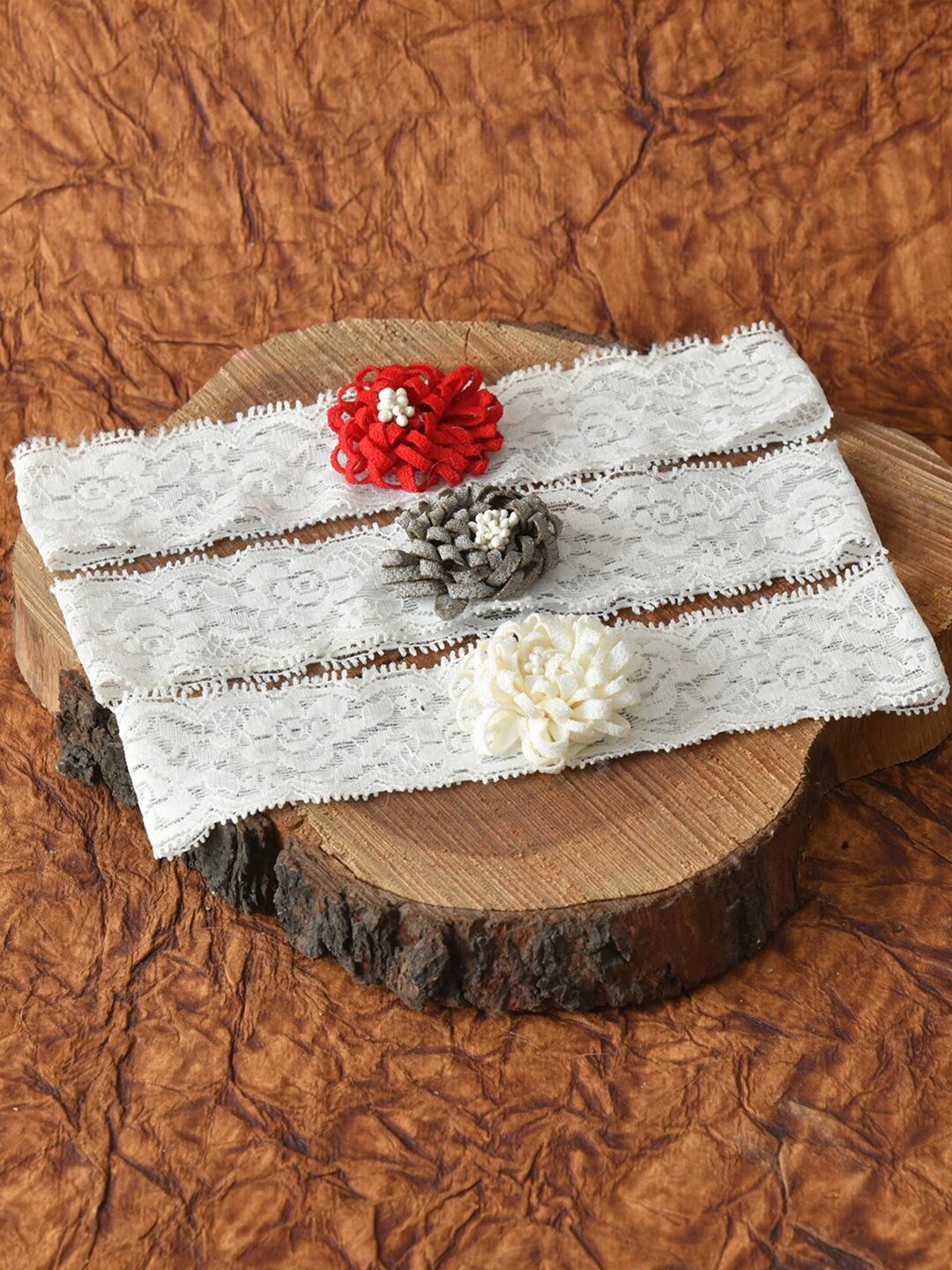 FUNKRAFTS Girls White & Red Set of 3 Trendy Hairband-picture-47