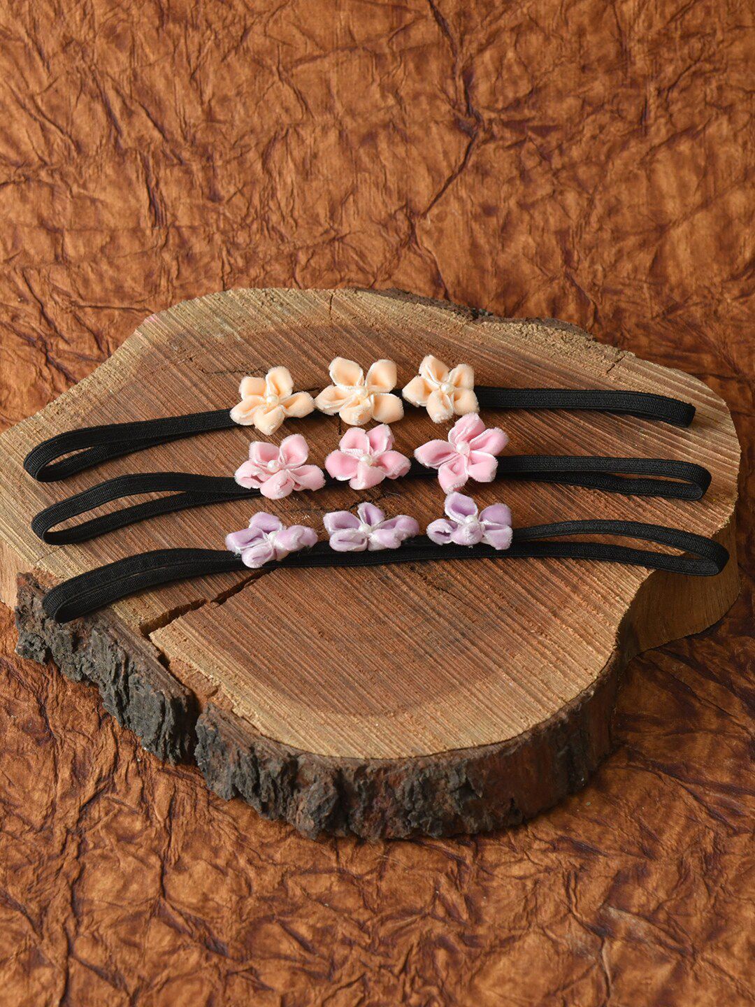 FUNKRAFTS Girls Black & Orange Set of 3 Hairband-picture-38