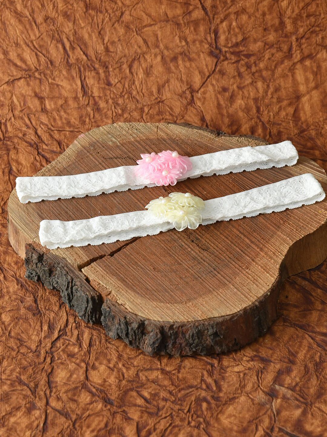 FUNKRAFTS Girls Set of 2 White & Yellow Lace Headband-picture-21