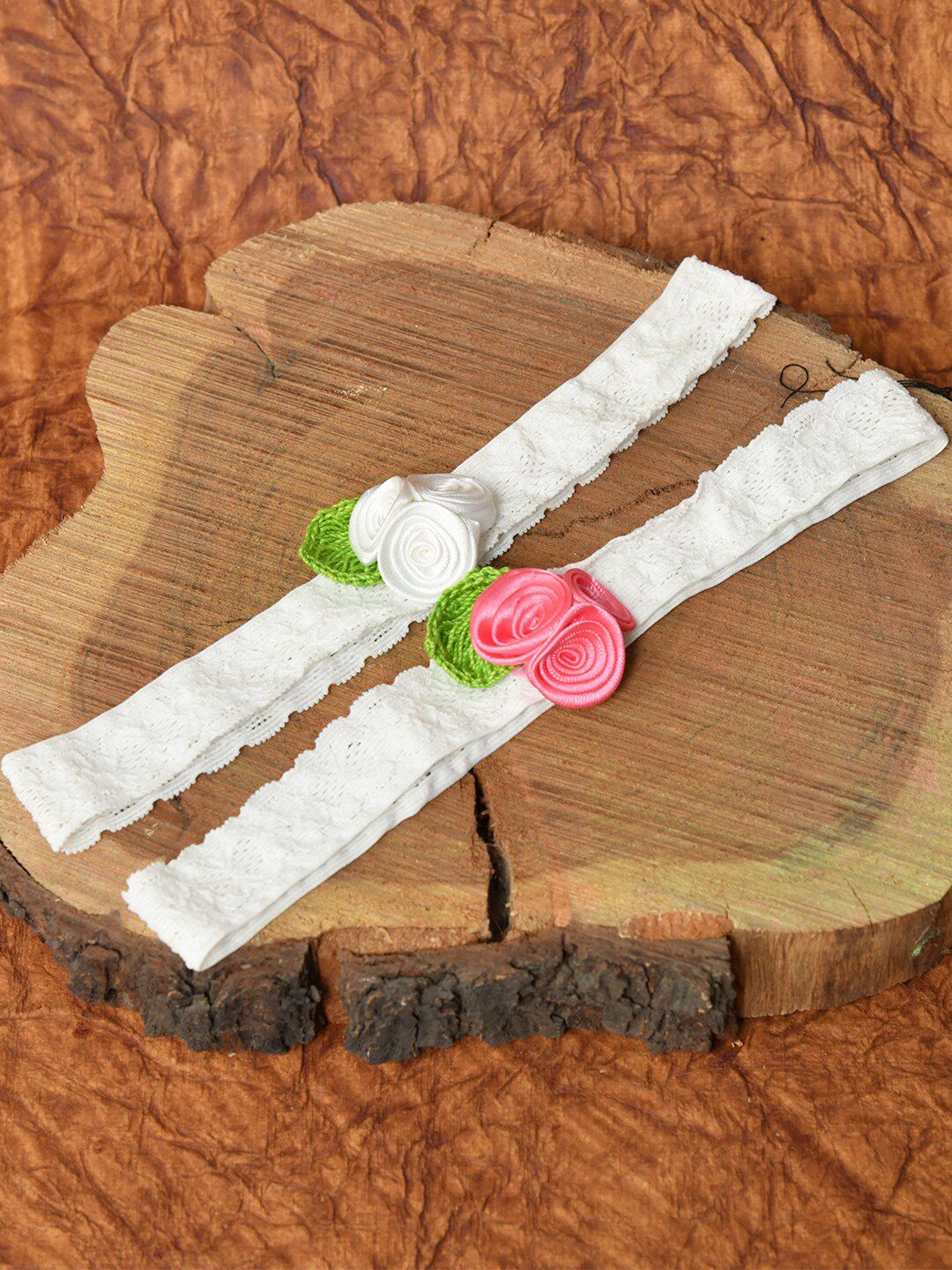 FUNKRAFTS Girls White & Pink Lace Hairband Set Of 2-picture-44