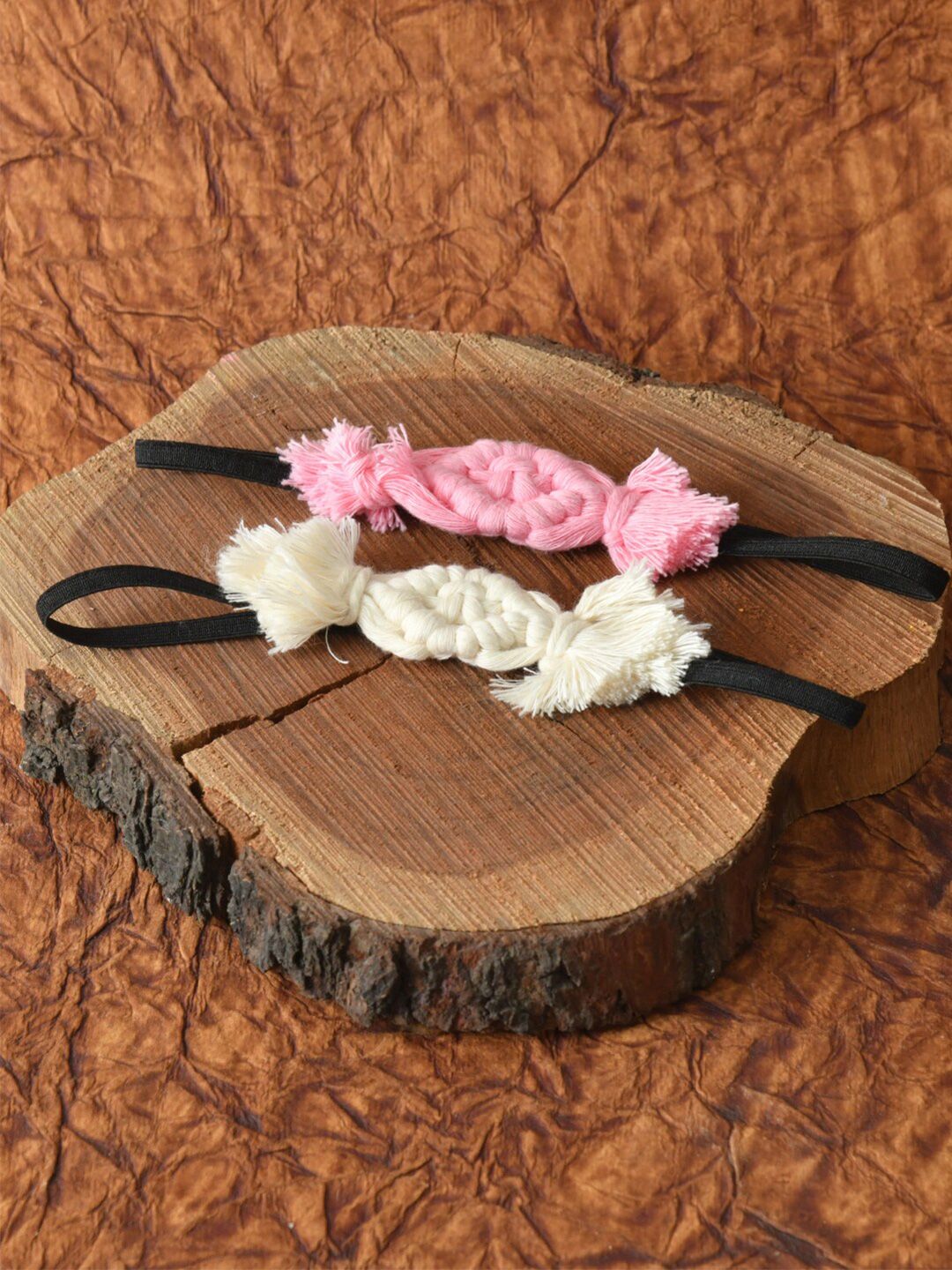 FUNKRAFTS Girls Pink & Off-White Pack Of 2 Hairband-picture-20