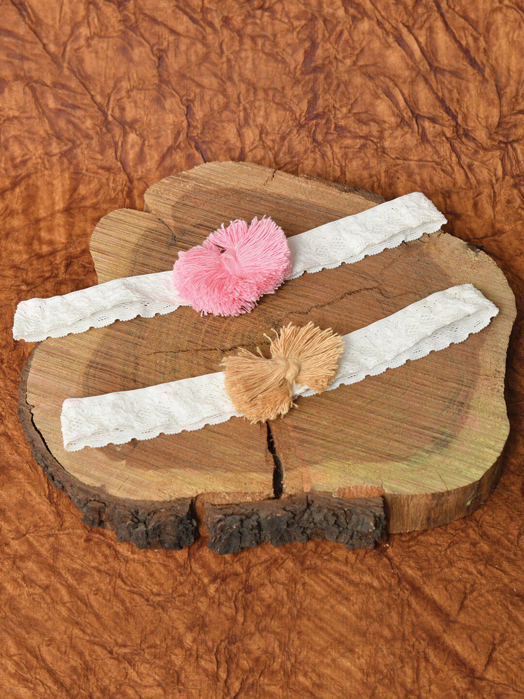 FUNKRAFTS Girls White & Pink Set of 2 Macrame Headband-picture-52