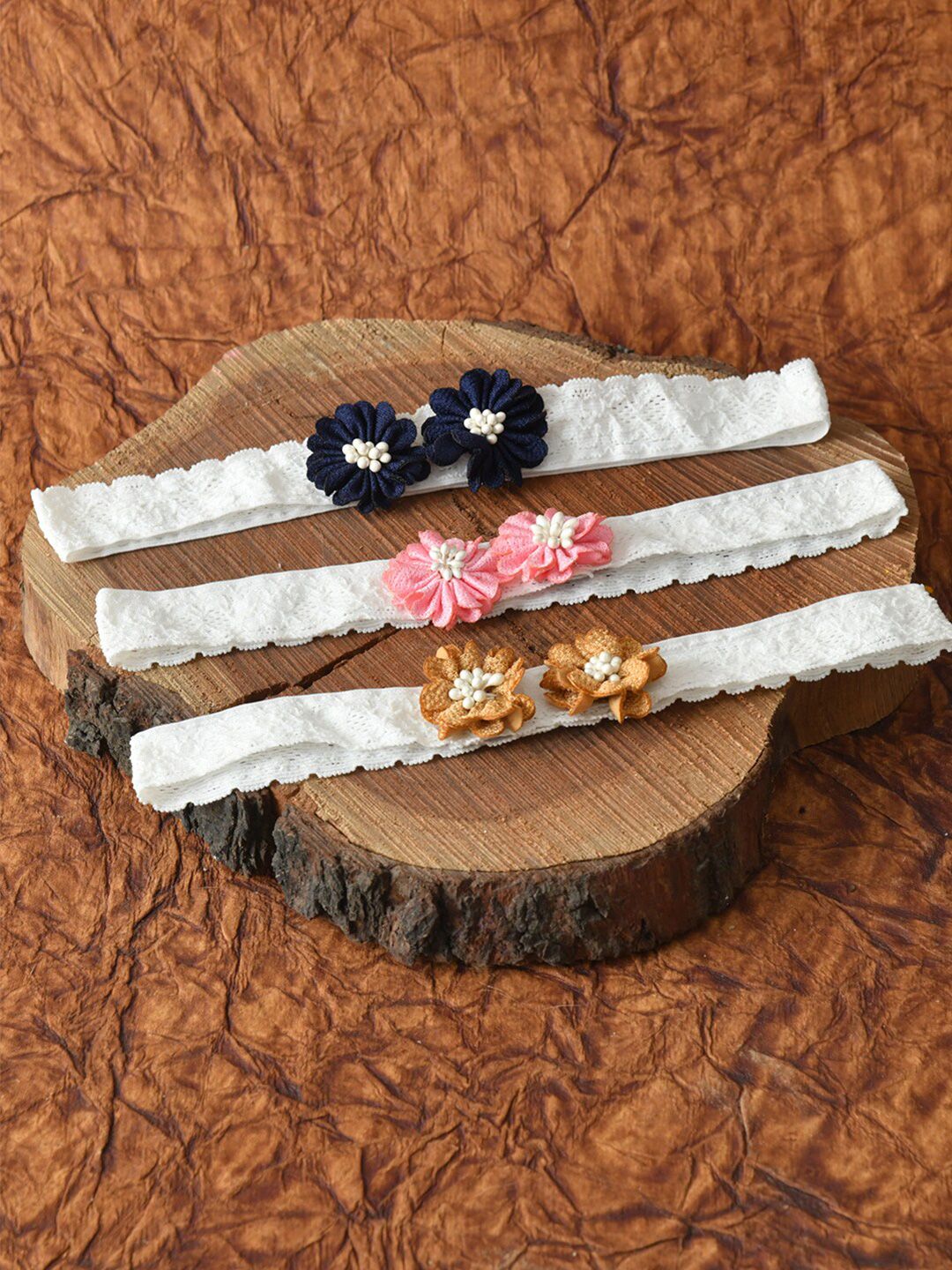 FUNKRAFTS Girls White & Pink Set of 3 Trendy Hairband-picture-56