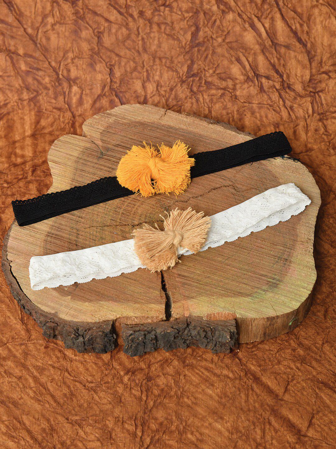 FUNKRAFTS Girls White & Black Macrame Lace Set of 2 Hairband-picture-31