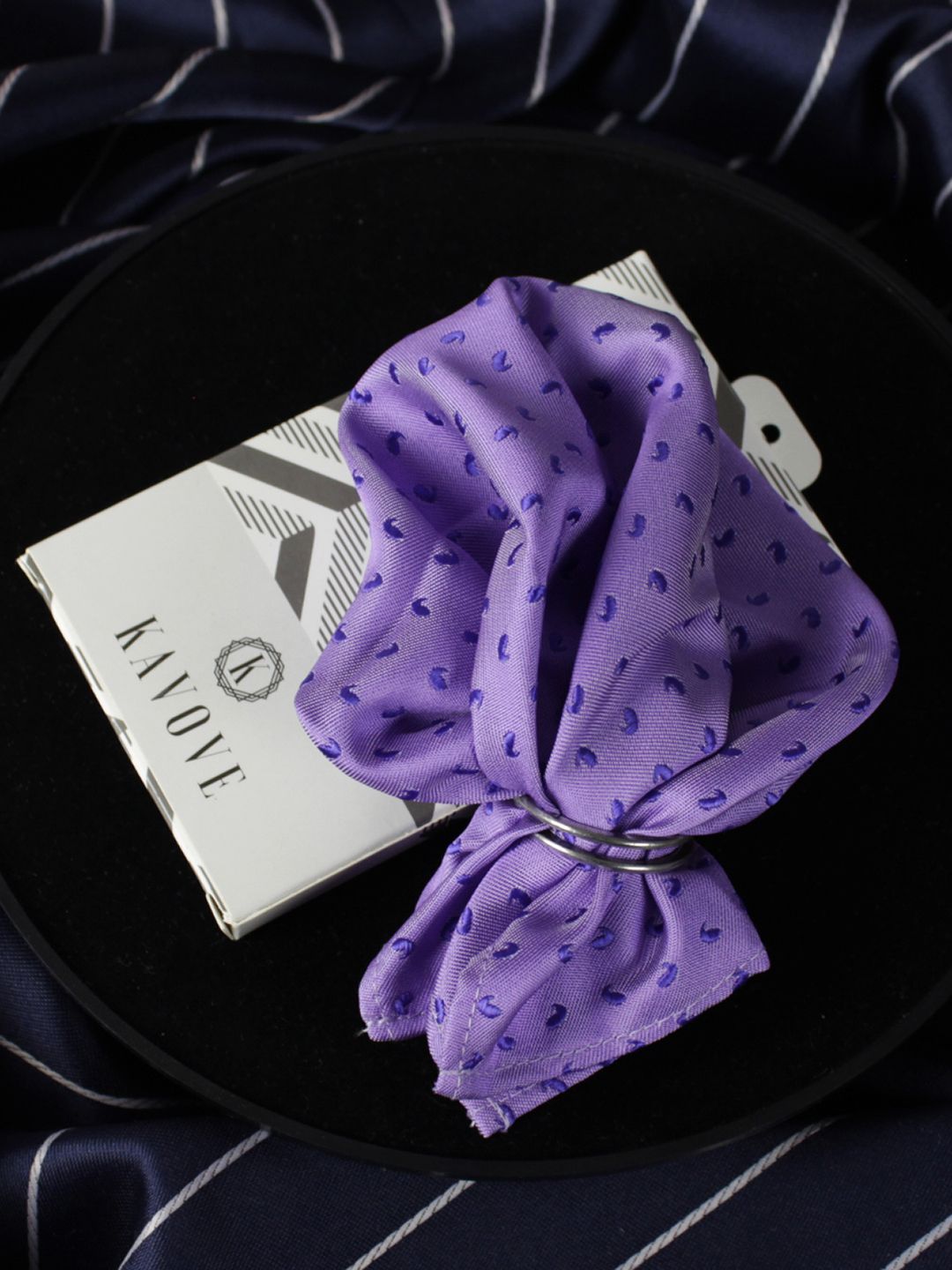 kavove KOVOVE Men Purple Woven-Design Pocket Square-picture-14