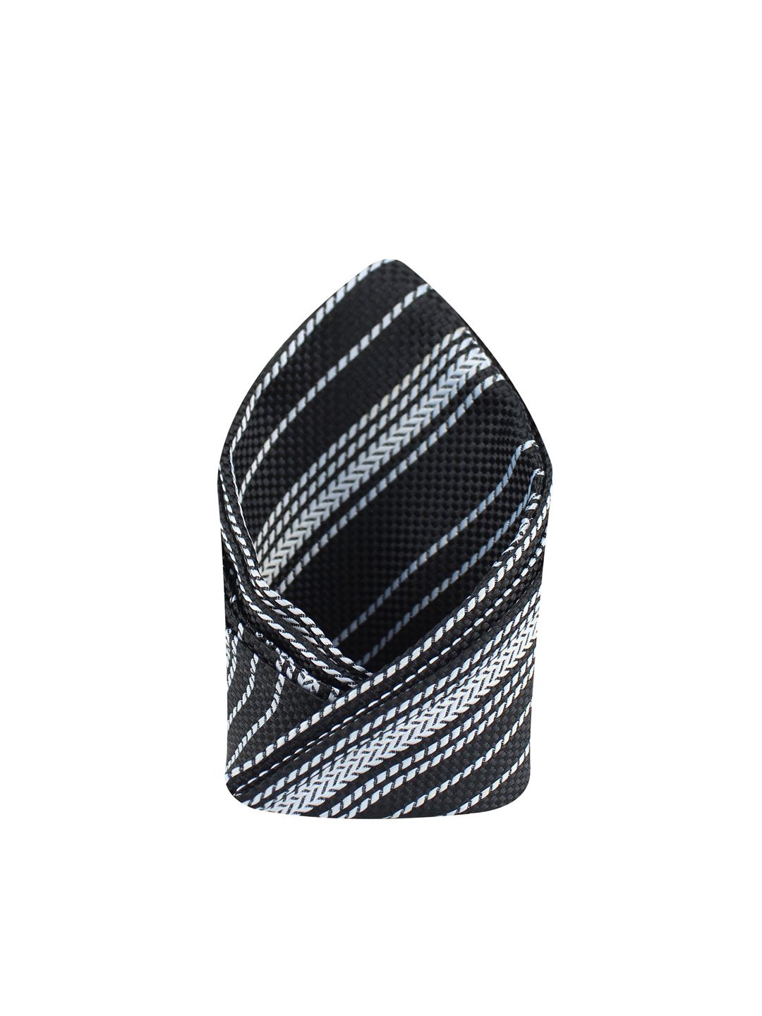 kavove KOVOVE Men Black Striped Pocket Square-picture-20