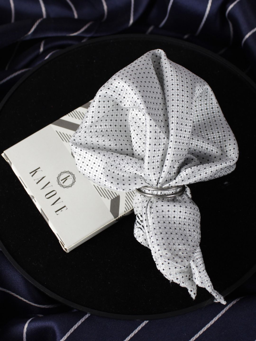 KOVOVE Men White Printed Pocket Square-image-10