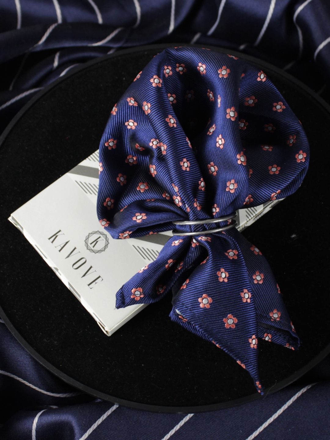 KOVOVE Men Blue Printed Pocket Square-image-22