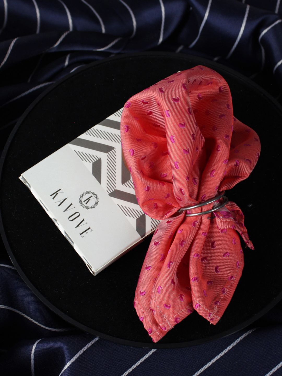 kavove KOVOVE Men Pink Abstract Printed Pocket Square-picture-9